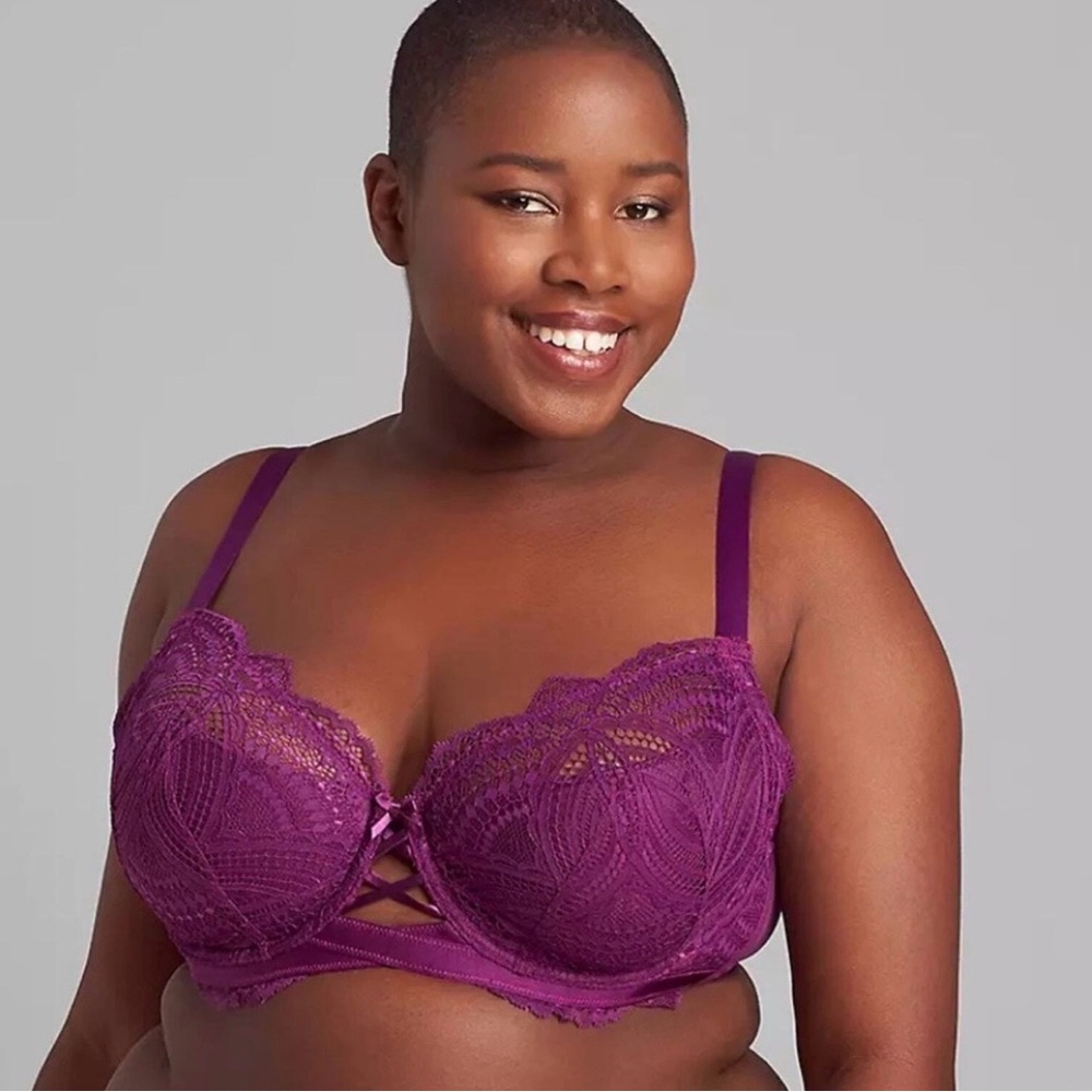 Cacique by Lane Bryant Lace French Balconette Bra Purple Size 42DDD